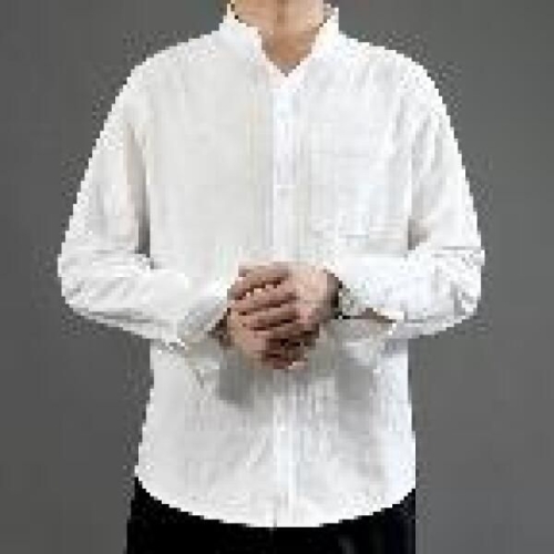 오너클랜 남성 차이나 셔츠 긴팔 여름 흰색 차이나넥 WC87F06