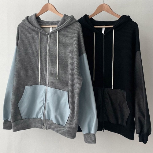 아이우먼 빅사이즈데일리점퍼 T850L502 스프레이워싱골지집업 GO_이미지