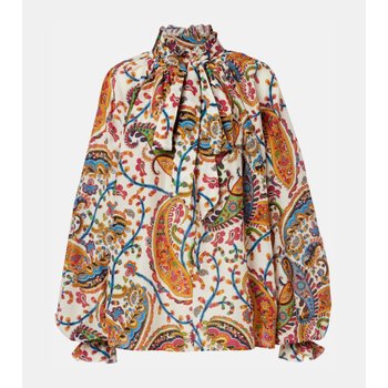 에트로 프린트 코튼 실크 블라우스 P01122164