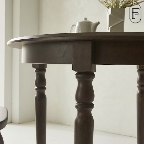 퍼피노 빌리 원형 원목 식탁 1000 (의자2개+벤치1개)_이미지