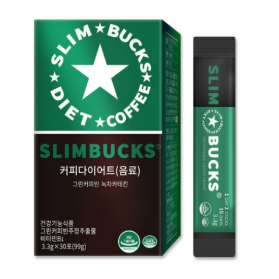 순수식품 슬림벅스 커피다이어트 그린커피 녹차카테킨 30포 (1개)_이미지
