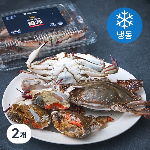 (주)백화 바다미식회 살이 꽉찬 국산 통암꽃게 중 3~4미 700g (2개)