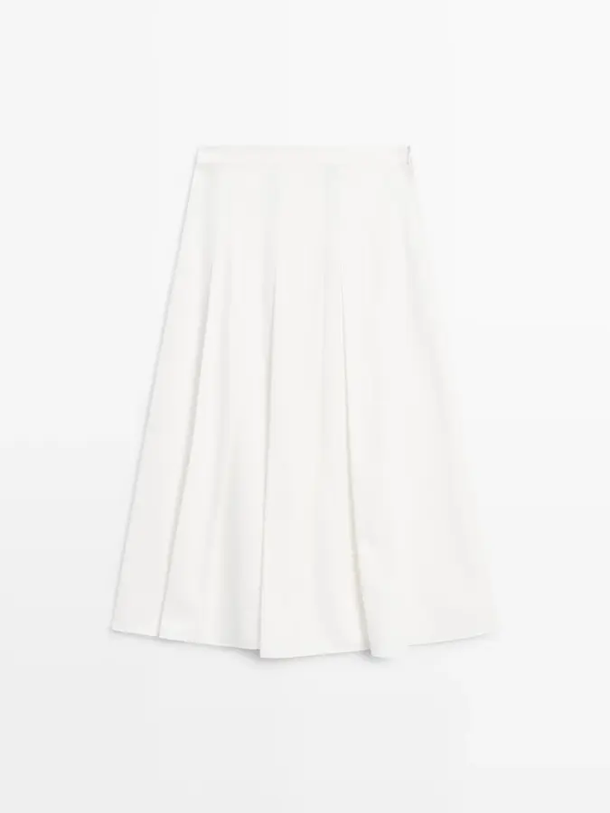 박스 플리츠 미디 스커트 Weiss 5290508