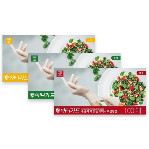 애니가드 내 손에 꼭 맞는 라텍스 위생장갑 중형 100매