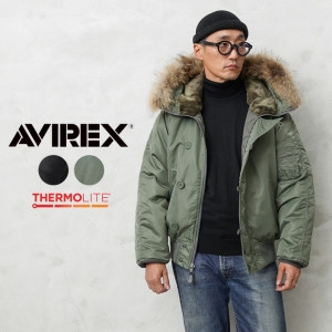 AVIREX 7833952022 THERMOLITE N-2B 플라이트 재킷 COMMERCIAL MODEL 리얼 퍼 아우터 ..