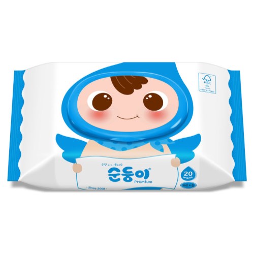 프리미엄 무향 플레인 물티슈 캡형 20매