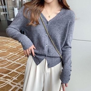 패션 JHQS7950_4B F007414_브이넥 슬림 니트가디건 V넥니트