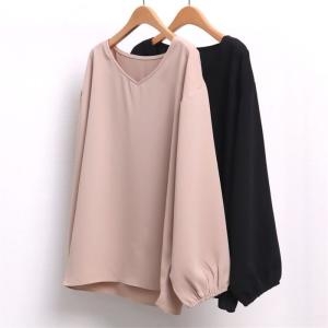 아이우먼 빅사이즈사랑해요 7949L103 퍼프 브이 블라우스 WW