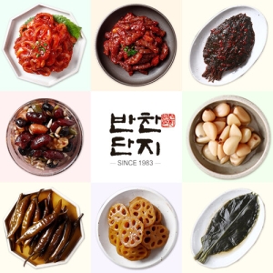 반찬단지 120g 모음 오징어젓, 낙지젓, 모듬콩조림, 깻잎무침, 간장알마늘, 간장고추, 명이나물, 연근조림_이미지