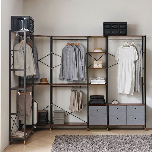 상도가구 모던하임 코너형 시스템행거 드레스룸 세트 3400_이미지