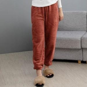 99C696 버건디 수면바지 캠핑룩 극세사 파자마 플리스 홈웨어