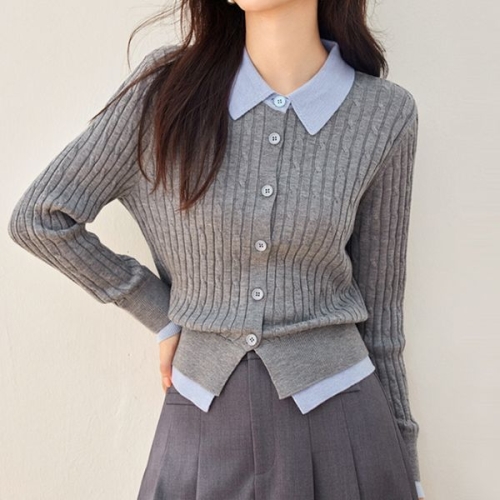 드넬 하트단추카라가디건DWC54284A