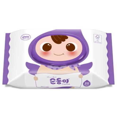 순둥이 프리미엄 엠보싱 물티슈 캡형 20매 (20팩)_이미지