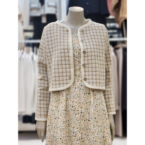 숲(SOUP) 라운드 트위드 배색 숏 자켓 OA5JKT2_이미지