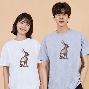 토끼 bunny 드로잉 캐주얼셔츠 얇은티 W69B47D