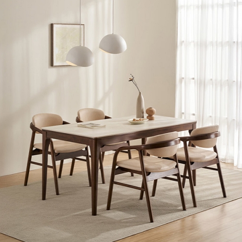 삼익가구 더우디 포세린 통세라믹 원목 식탁 1600 (의자4개)_이미지