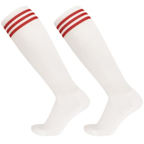 SNF 3색라인 무릎 높이 축구 양말 2켤레 (화이트/레드)_이미지