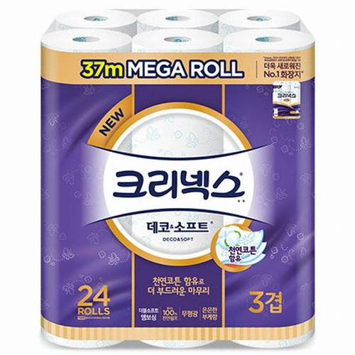 크리넥스 데코 앤 소프트 37m (24롤) (2팩)_이미지