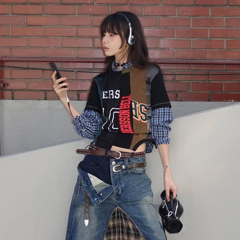 진주 PICK REWORKED VINTAGE JERSEY T-SHIRT atb1565w BLACK