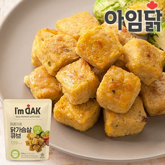 와이즈유엑스글로벌 아임닭 매콤야채 닭가슴살 큐브 야채 듬뿍 100g (50개)_이미지