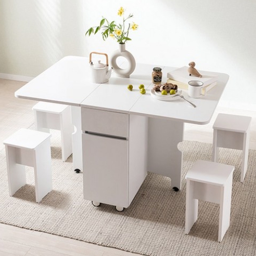 삼익가구 스마트 이동식 확장형 접이식 아일랜드 식탁 1200 (의자4개)