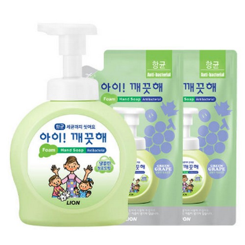 아이깨끗해 폼 핸드솝 청포도향 490ml+리필 450ml (본품1개+리필2개)_이미지