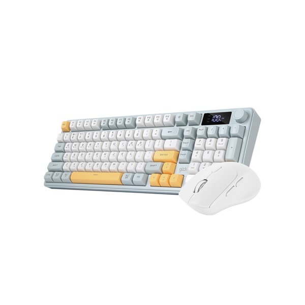 지클릭커 OFFICEPRO WMK50 사일런스 M LCD 98 무선 키보드 마우스 세트 (Navy Blue)_이미지
