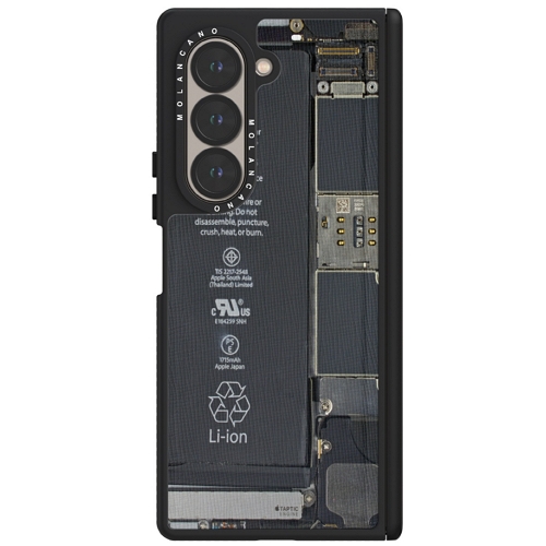 모란카노코리아 갤럭시Z 폴드6 시크릿 맥세이프 가죽 디자인 스켈레톤 케이스