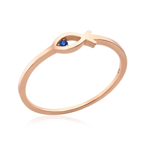 14K 물고기 큐빅아이 사파이어 탄생석 반지 NPR41993