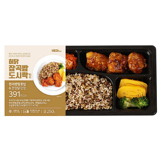 허닭 잡곡밥 도시락 현미렌틸콩밥&간장닭강정 250g (12팩)