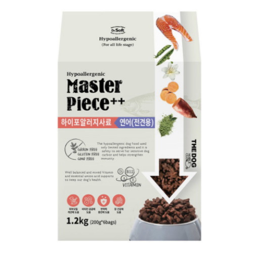 한국사료 ㅤ더독 닥터소프트 명작 하이포알러지 사료 연어 전견용 1.2kg (1개)_이미지