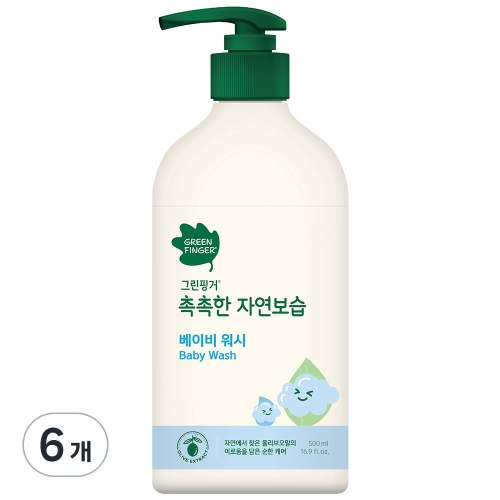 유한킴벌리 그린핑거 촉촉한 자연보습 베이비 워시 500ml (6개)