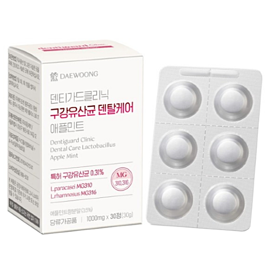 대웅제약 덴티가드클리닉 구강유산균 덴탈케어 애플민트 30정 (1개)