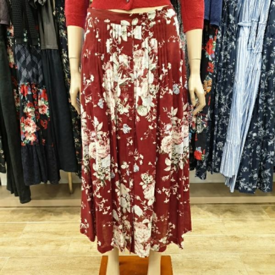 비꼴리끄 장미 린넨 원단 단추 스커트 B202WK3090_이미지