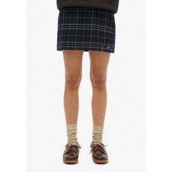 슈퍼드라이 Co CHECK A-line skirt blue yellow check 7500565