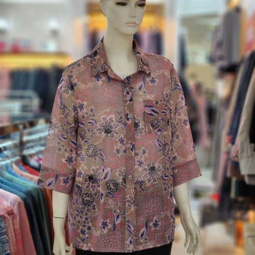 핑크 세리아 카라 7부소매 셔츠 겸 재킷 252469_이미지