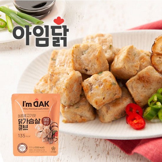 와이즈유엑스글로벌 아임닭 매콤불고기맛 닭가슴살 큐브 매콤버섯 100g (15개)_이미지