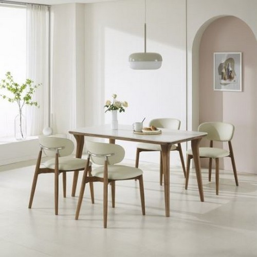 데코라인 워라벨 고무나무 원목 세라믹 식탁 1400