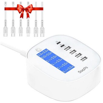 SooPii PD PPS 65W 6포트 LCD 전력표시 <b>충전기</b> DC20C