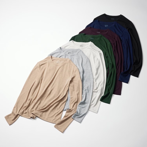 C 극난 히트텍 캐시미어 블랜드 크루넥 티셔츠 여성용 485827 7컬러