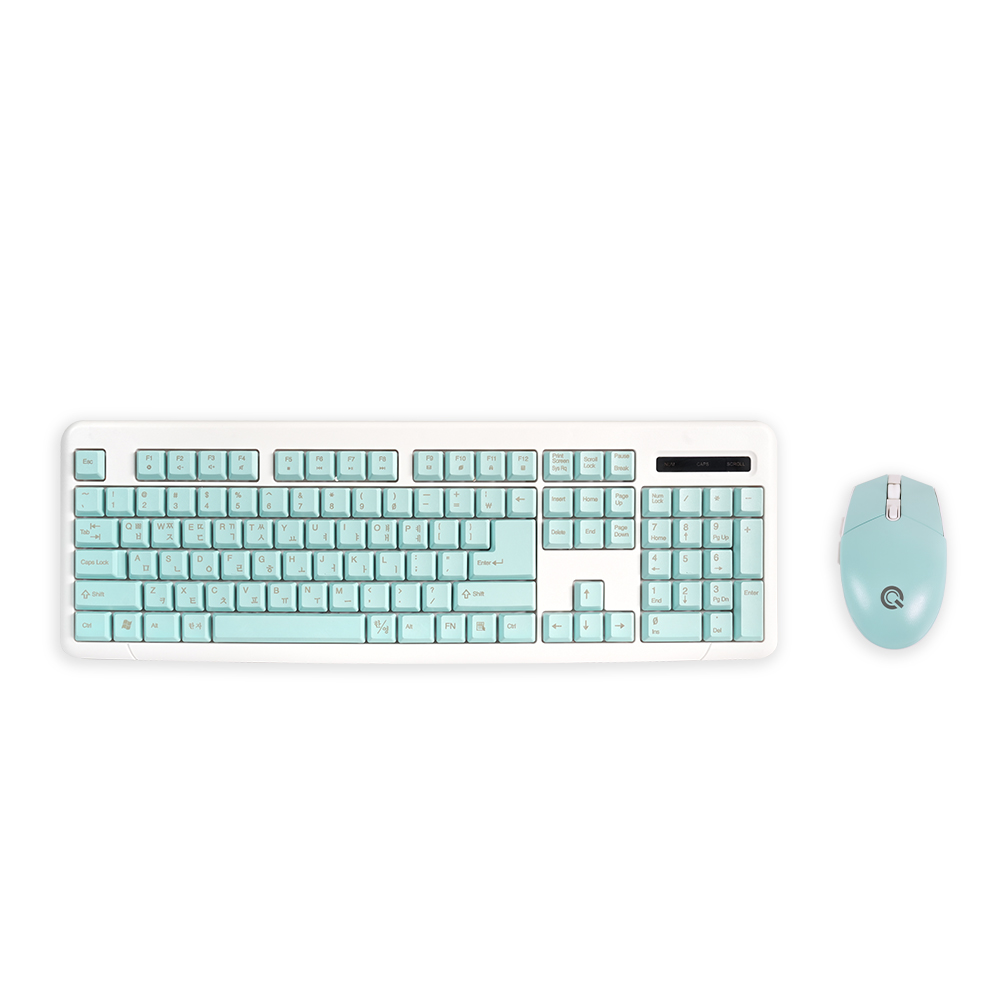QSENN MK210 무선 키보드 마우스 세트 (민트, 키스킨 포함)