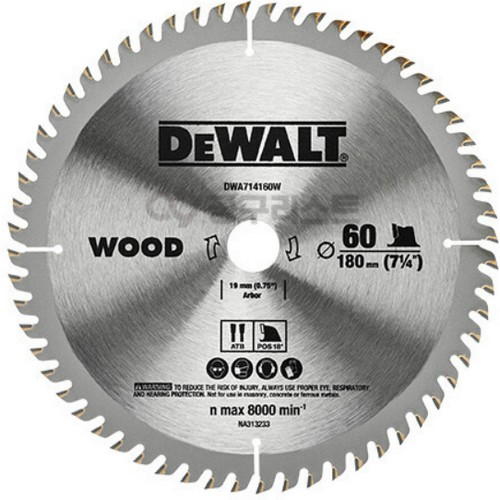 디월트  7.25인치 목재용 원형톱날 DWA714160W