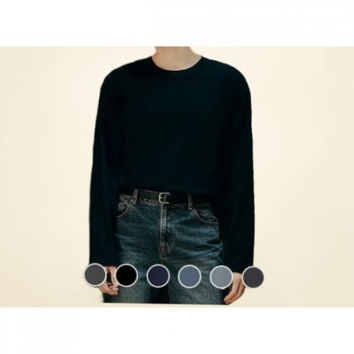 지오다노 025910 변우석 코튼 저지 크루넥 솔리드 긴팔티