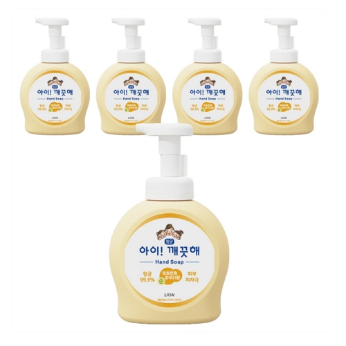 CJ라이온 아이깨끗해 항균 폼 핸드솝 순 보송보송 파우더향 490ml (5개)