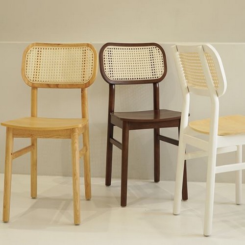 자야캠핑 카야니 천연 원목 카페 식탁 라탄의자 (2개)