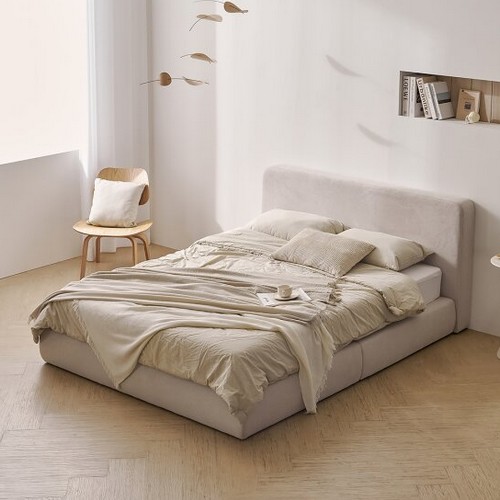 나무뜰 알레 아쿠아텍스 패브릭 평상형 침대 Q (유로탑독립)_이미지