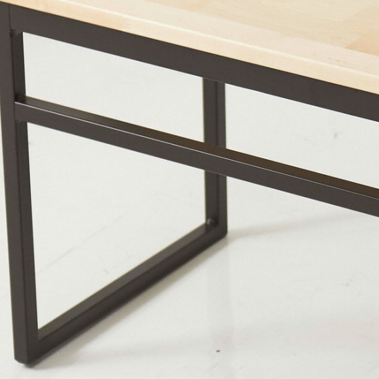 아름이와다움이 해피 스틸 등받이 자작원목 벤치의자 3인용_이미지