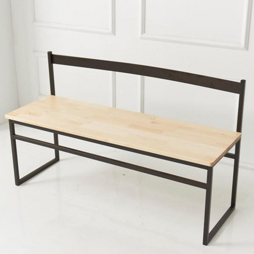 아름이와다움이 해피 스틸 등받이 자작원목 벤치의자 3인용_이미지