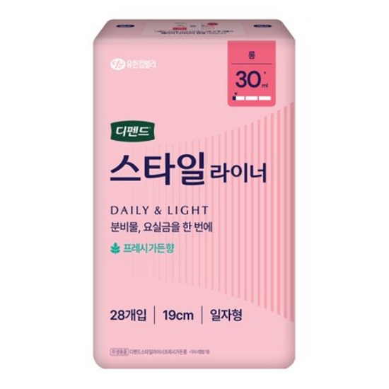 유한킴벌리 디펜드 여성용 스타일 라이너 프레시가든향 롱 28개