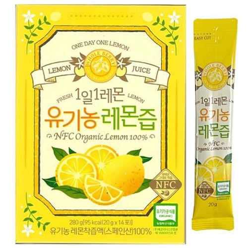 홀푸드코리아 홀베리 1일1레몬 유기농 레몬즙 20g 14포 (1개)